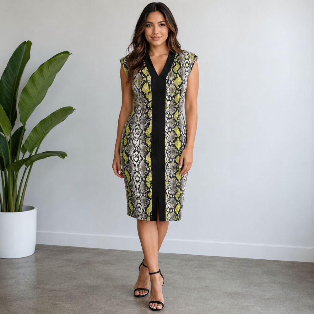 Universal Standard snake print sleeveless sheath midi sheath dress size 4XS or 0